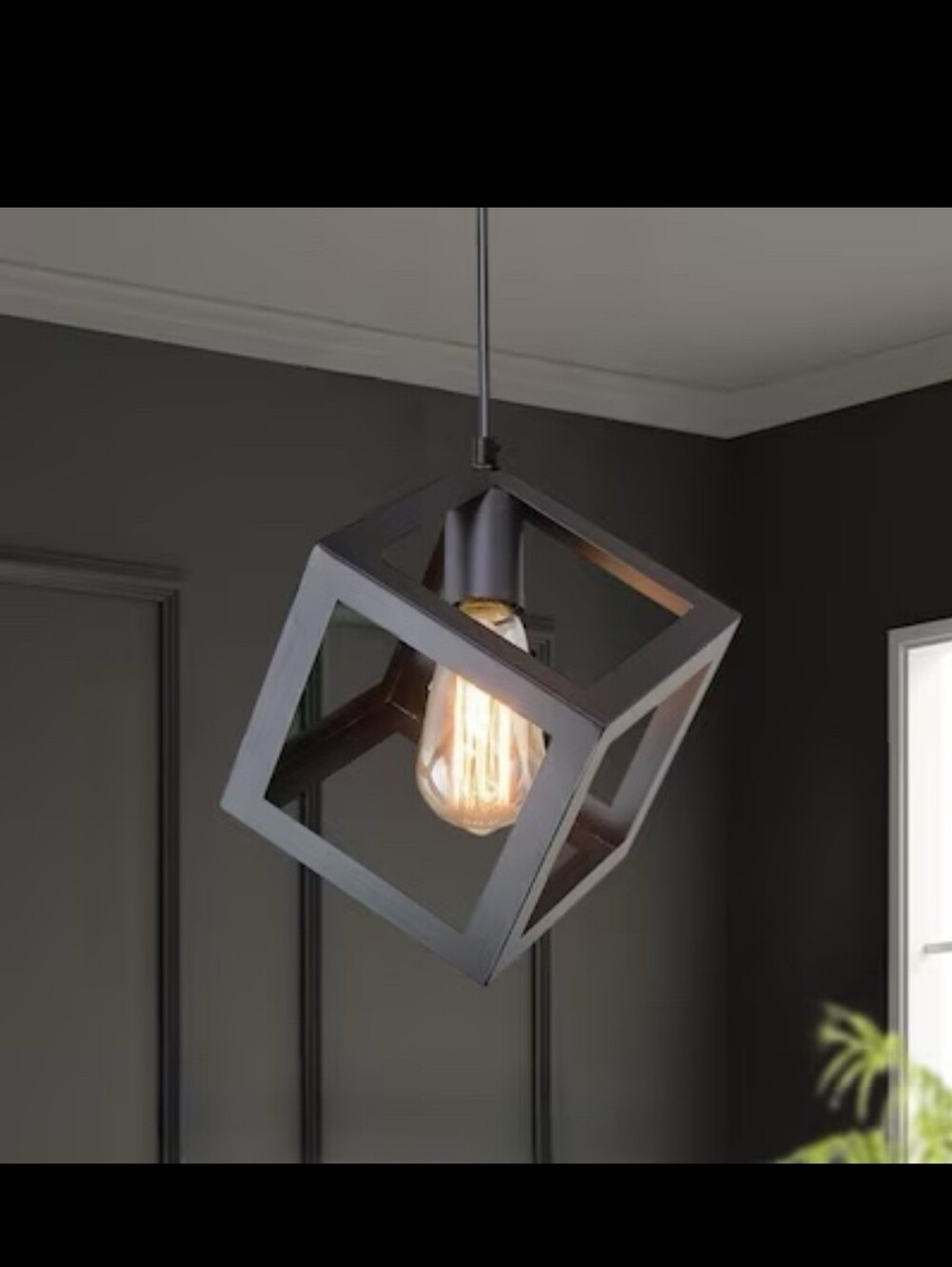 LNC Pyxes Matte Black Industrial Geometric Mini Hanging Pendant light